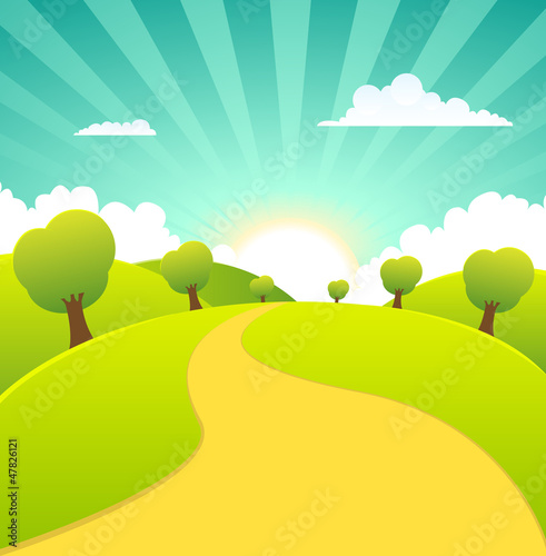 Spring Or Summer Seasons Rural Landscape