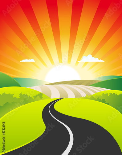 Spring And Summer Country Landscape