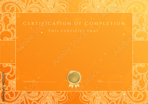 Certificate of completion template. Vector