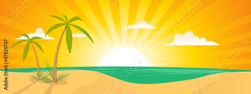 Summer Exotic Beach Landscape Banner