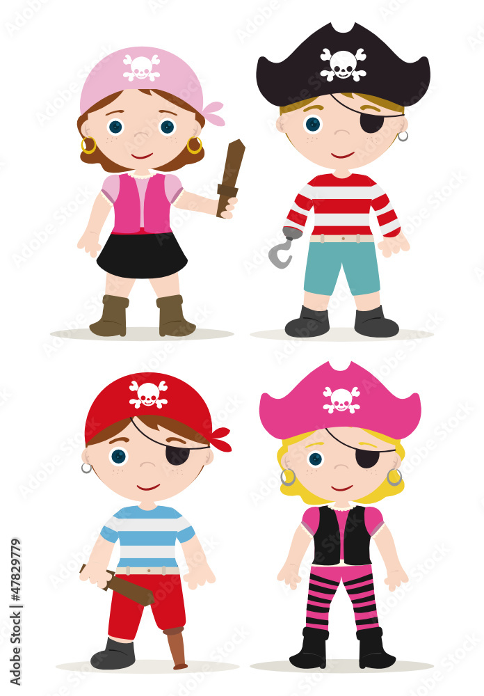 cute set of children pirates