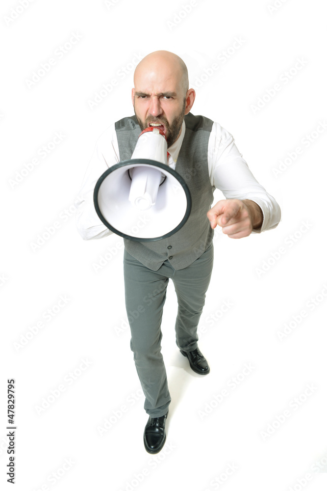 Fototapeta premium Geschäftsmann mit Megafon