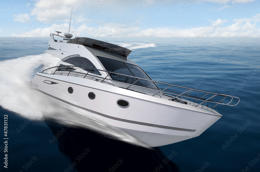 yacht render 6 - obrazy, fototapety, plakaty 