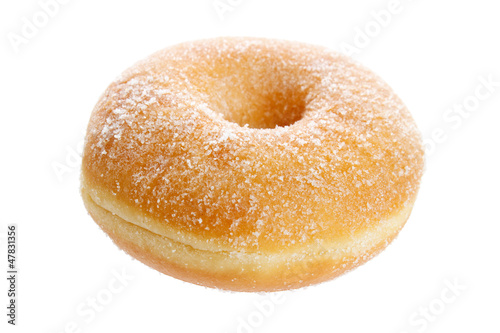 Fresh donut with sugar , isolated on white