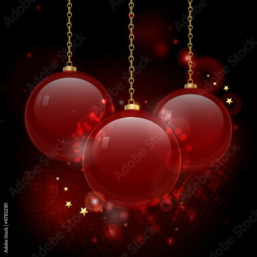 Christmas red glass baubles