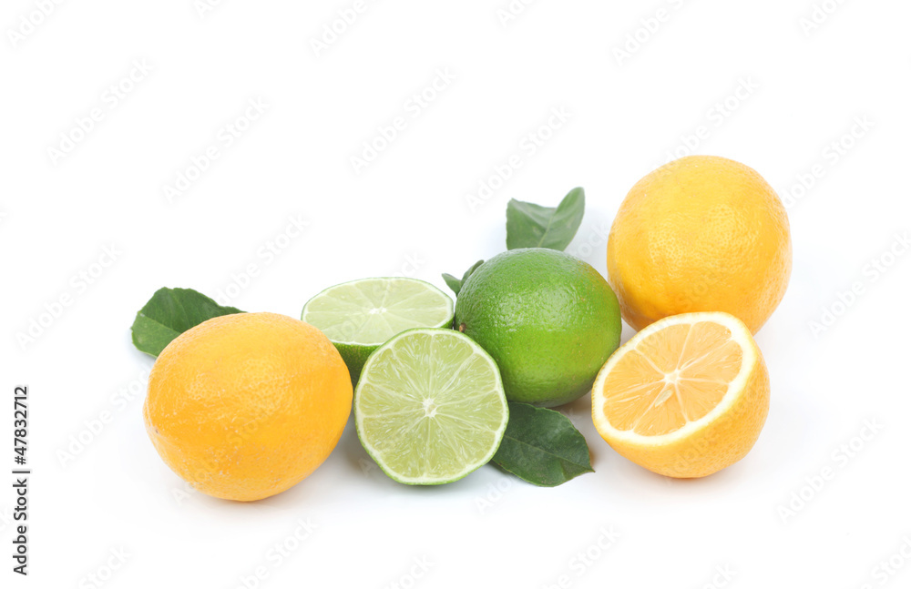 lemon and lime isolated on white background lemon and lime isolated on white background
