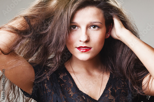 woman with colorful makeup