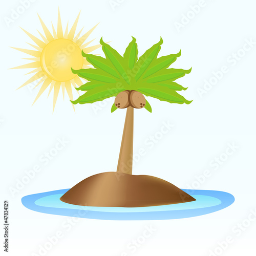 island with a palm tree in the ocean