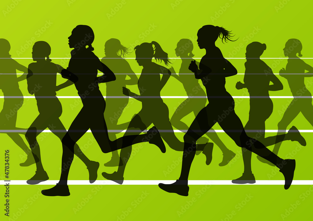 Marathon runners running silhouettes vector Marathon runners running silhouettes vector
