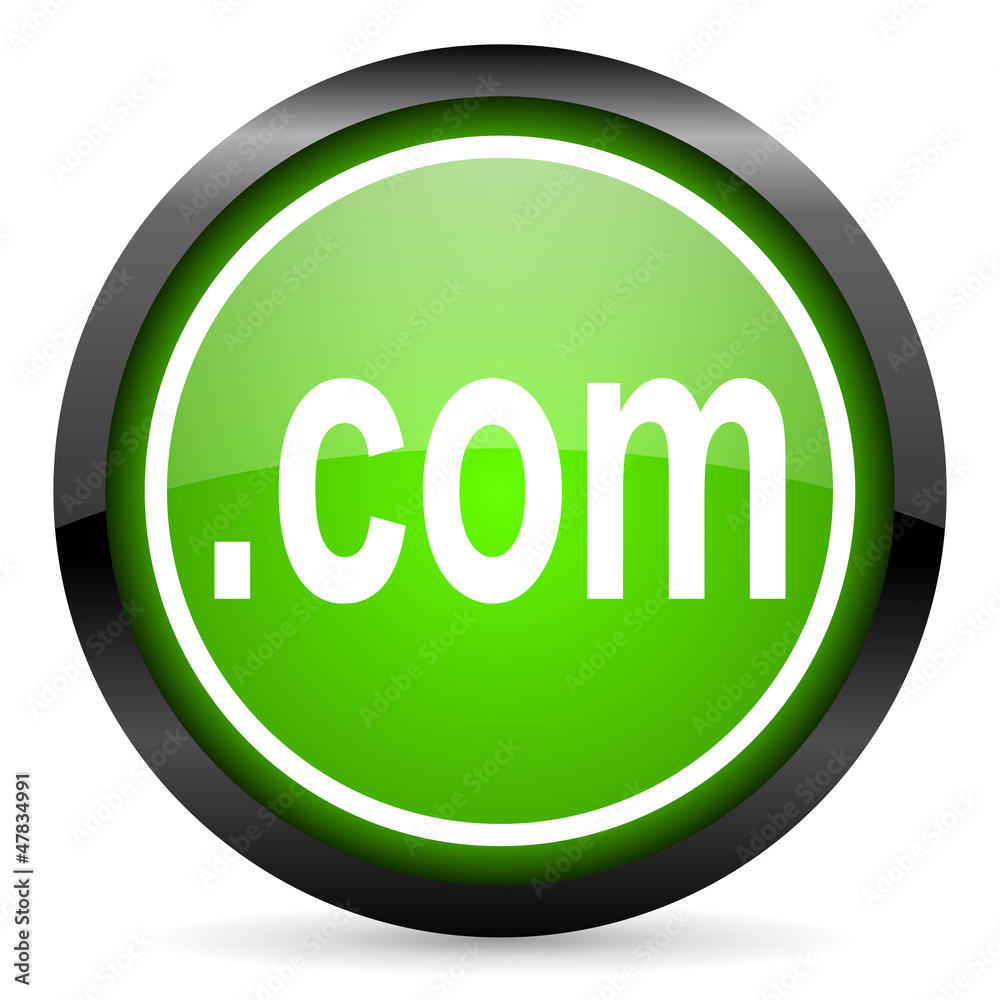 com green glossy icon on white background com green glossy icon on white background