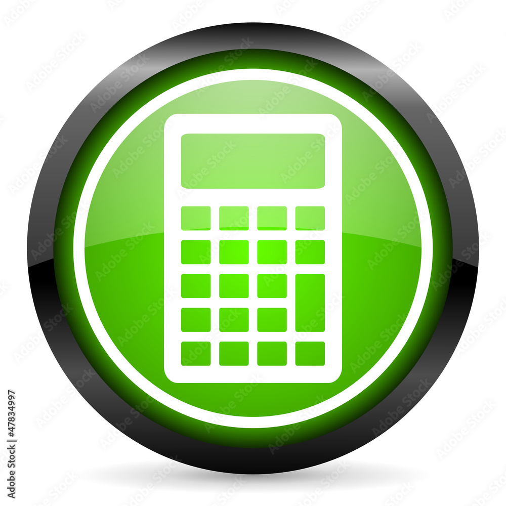 calculator green glossy icon on white background calculator green glossy icon on white background