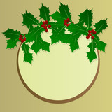 Christmas holly berry vintage holiday decoration vector