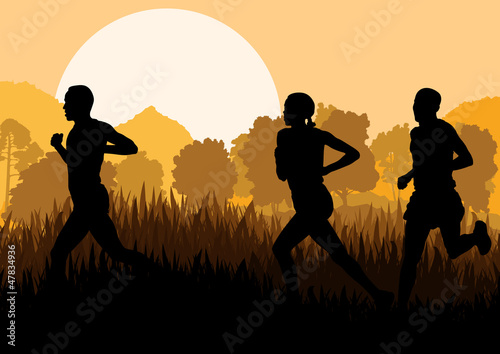 Man and women marathon runners