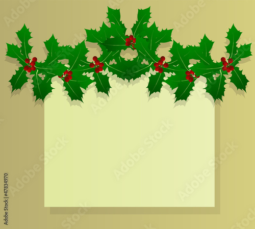 Christmas holly berry vintage holiday decoration vector