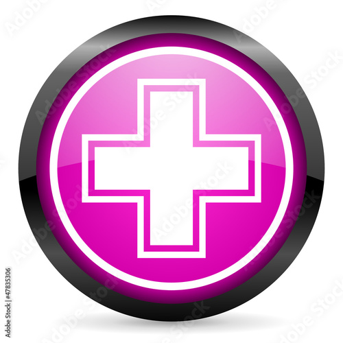 pharmacy violet glossy icon on white background