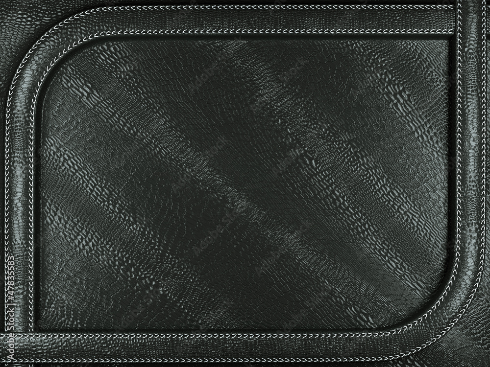 Black mock croc or alligator skin background with stitched patte Black mock croc or alligator skin background with stitched patte