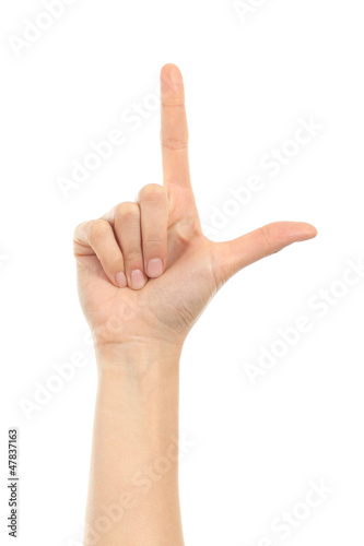 Woman hand in loser gesture