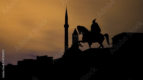 Albania Tirana Skanderbeg platz night clouds photo