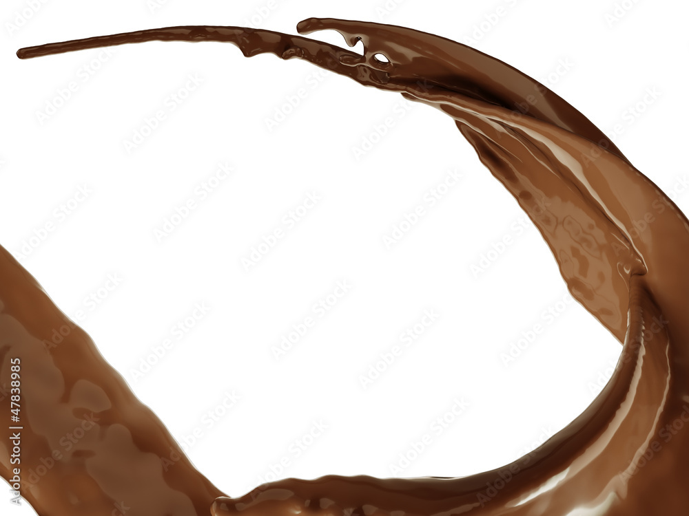 Hot chocolate flow or splash isolated on white Hot chocolate flow or splash isolated on white