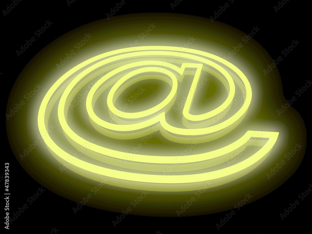 3D abstract E-mail symbol in neon light 3D abstract E-mail symbol in neon light