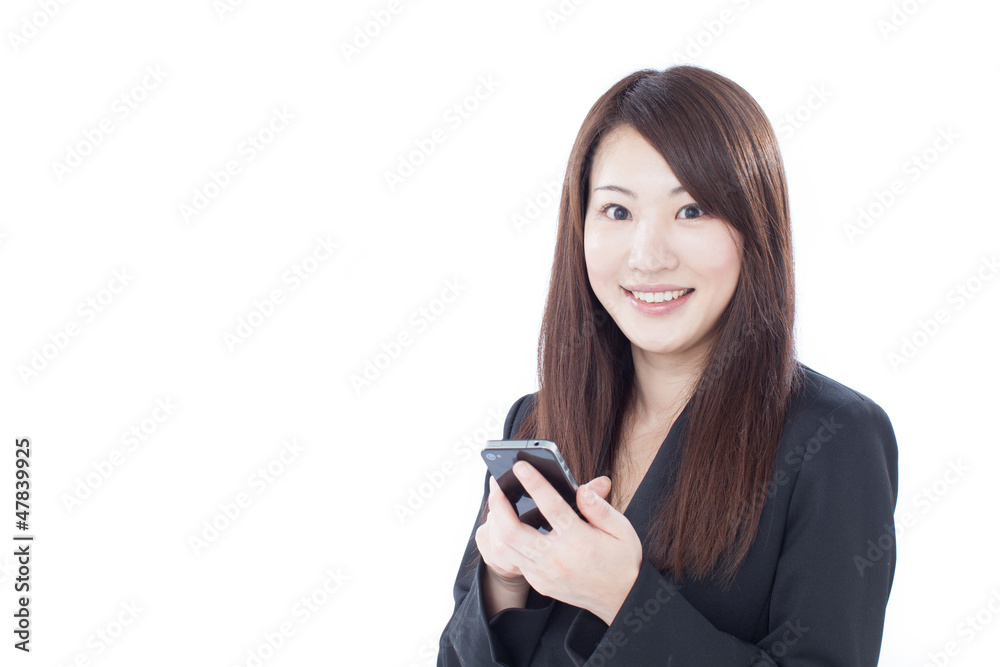 スマートフォンを持った女性 スマートフォンを持った女性