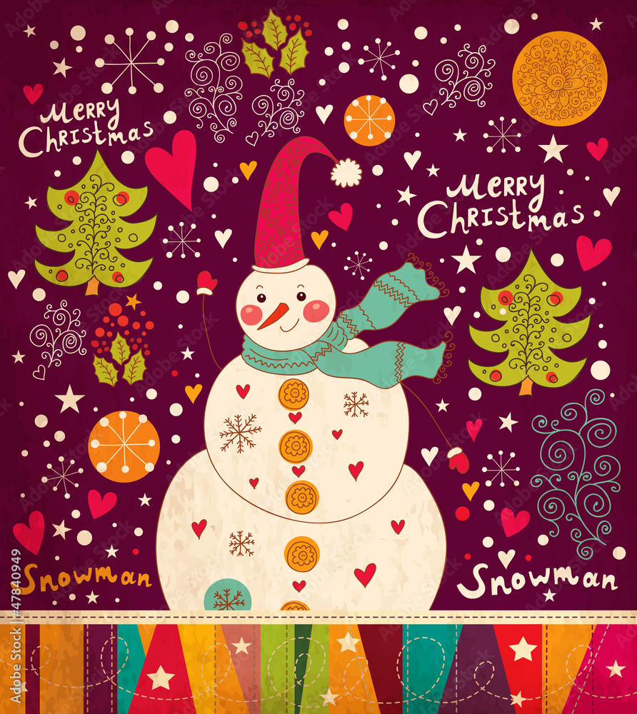 Christmas card with Snowman Christmas card with Snowman