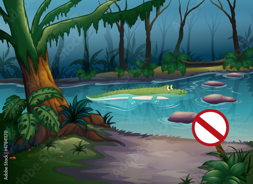 A crocodile in the jungle
