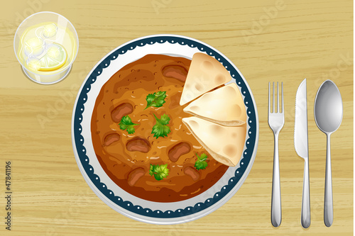 Indian food with bread