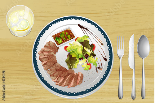 Beef and salad