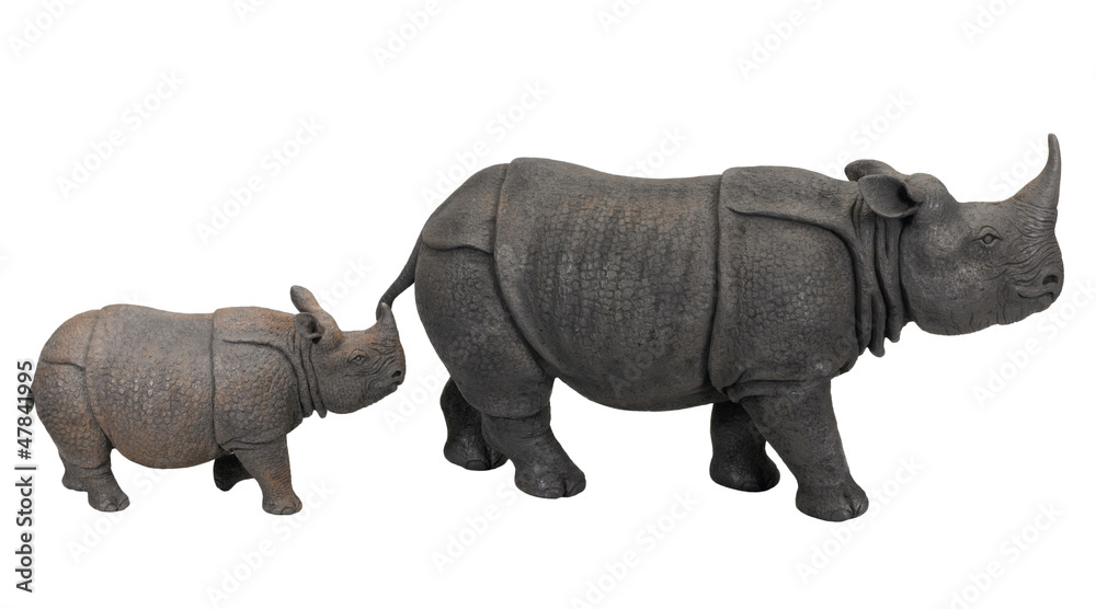Obraz premium Beautiful cray rhino and calf