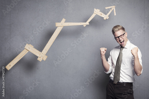 Quadro em tela Successful businessman cheering.