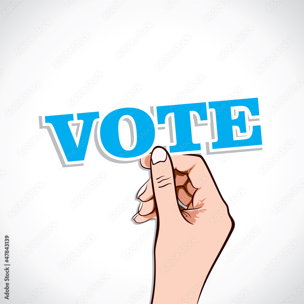 Vote Word in hand stock vector Vote Word in hand stock vector
