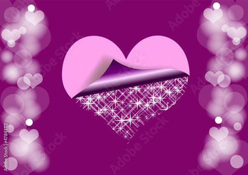 Stickers coeur étoile blanc & rose - Saint Valentin