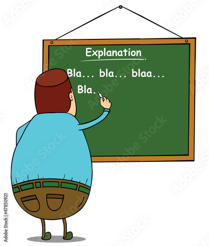 fat teacher writing on board