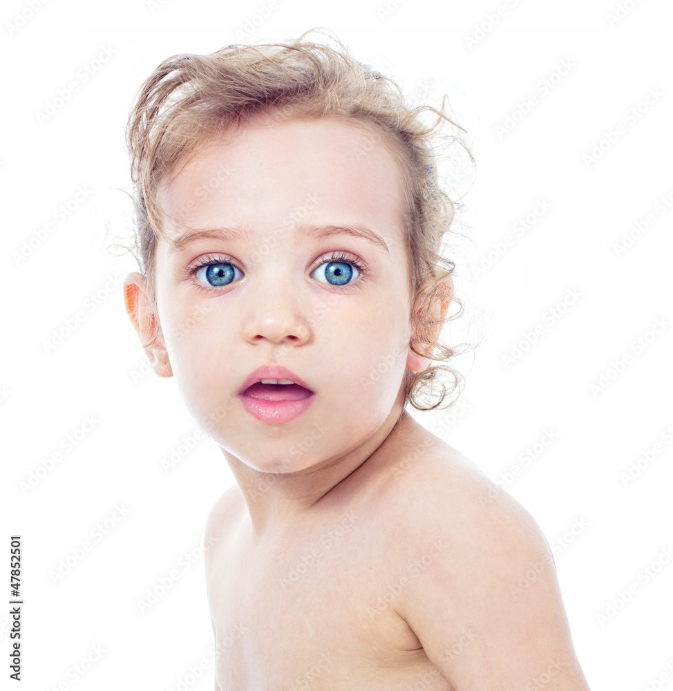 Portrait of a happy little girl, isolated on white Portrait of a happy little girl, isolated on white