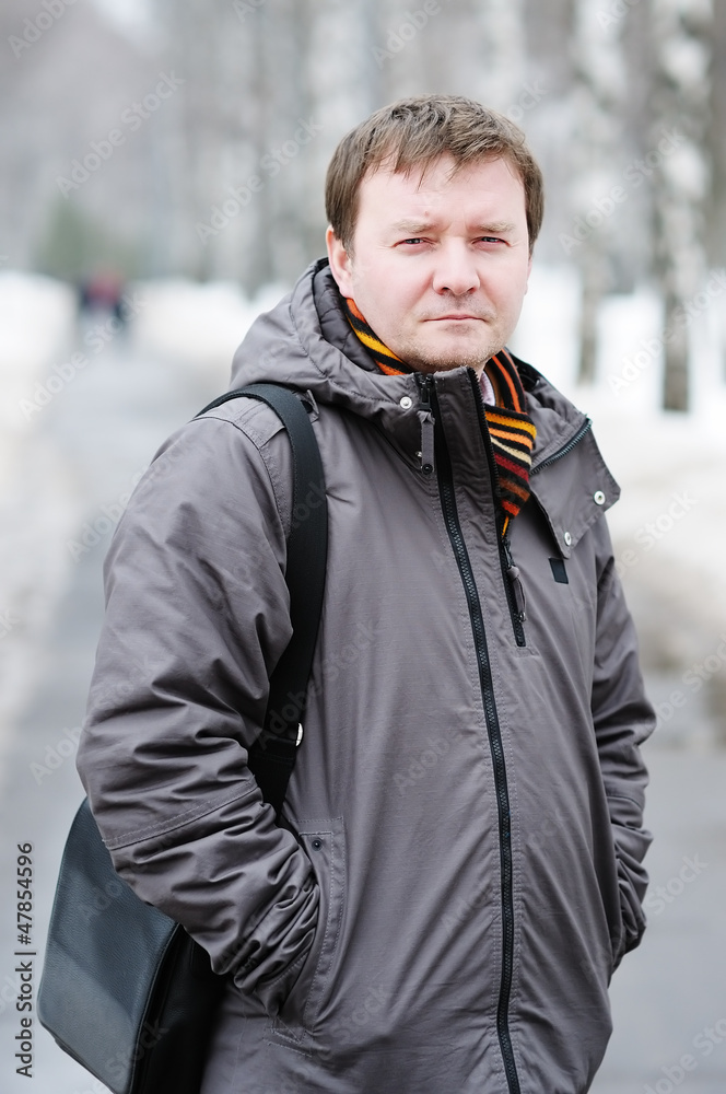Outdoors portrait of courageous middle age man Outdoors portrait of courageous middle age man