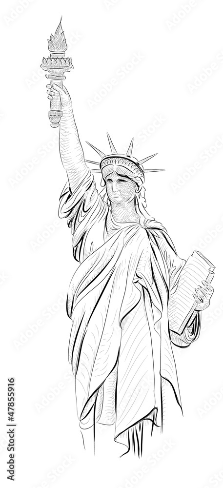 Vector World famous landmark collection :  Statue of Liberty , N