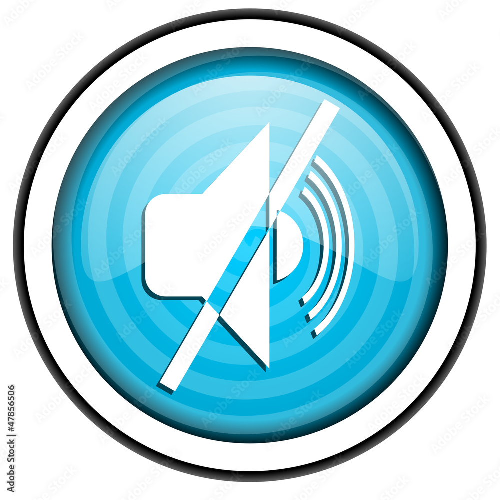 mute blue glossy icon isolated on white background mute blue glossy icon isolated on white background