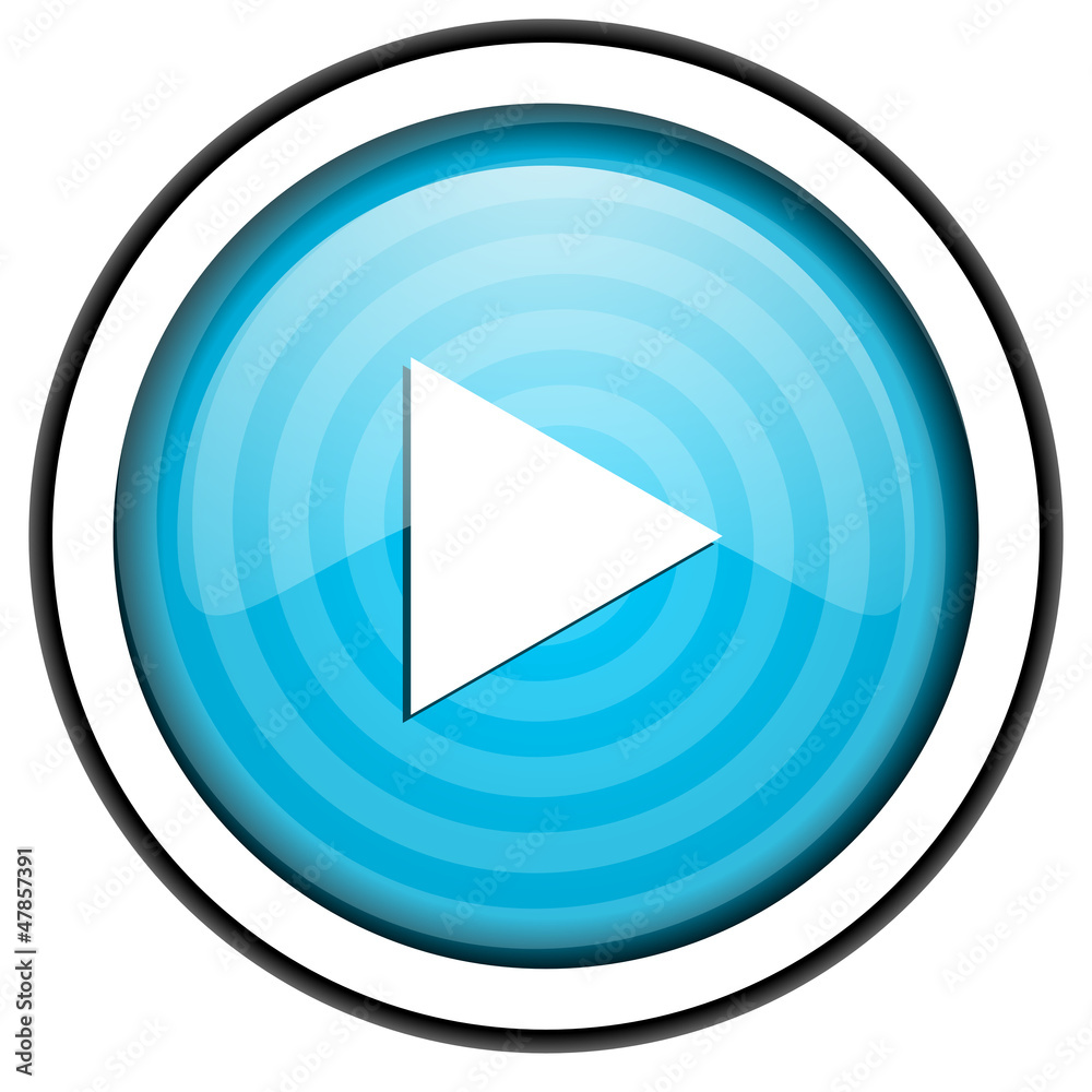 play blue glossy icon isolated on white background play blue glossy icon isolated on white background