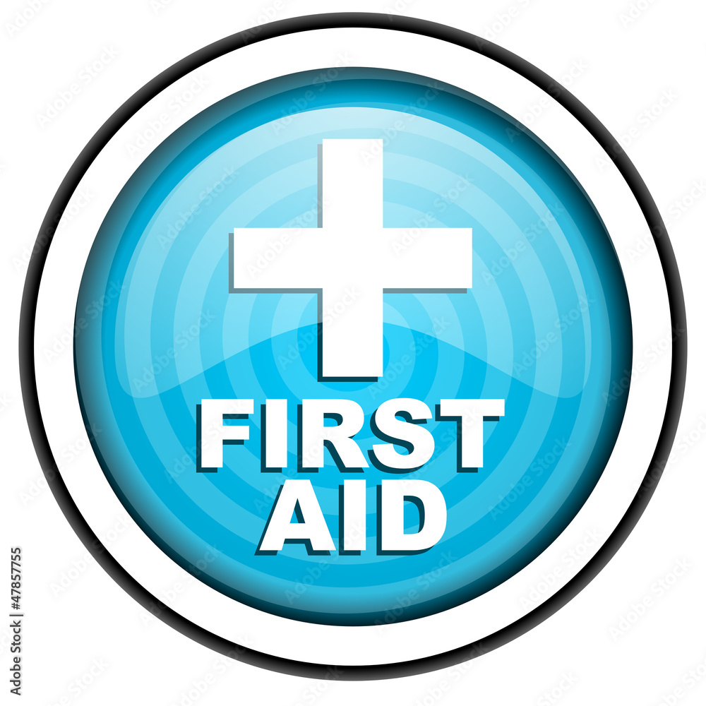 first aid blue glossy icon isolated on white background first aid blue glossy icon isolated on white background