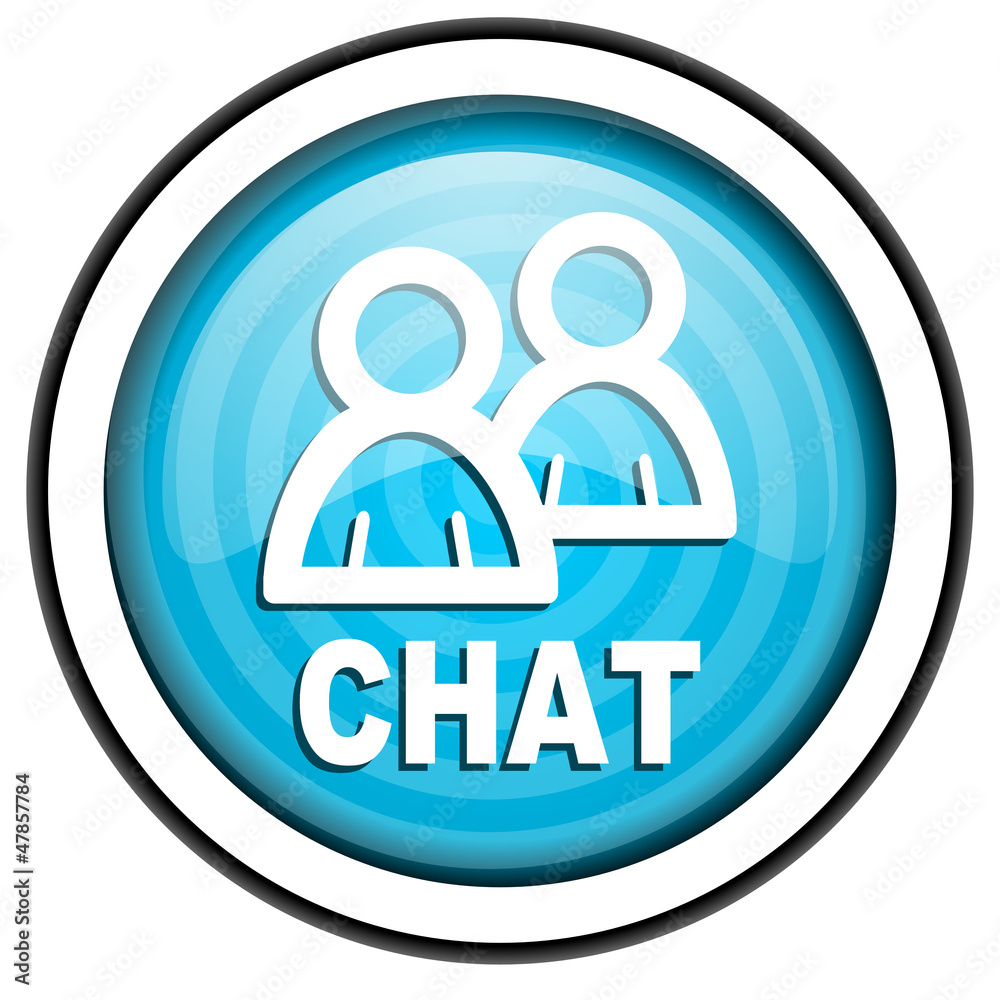 chat blue glossy icon isolated on white background chat blue glossy icon isolated on white background