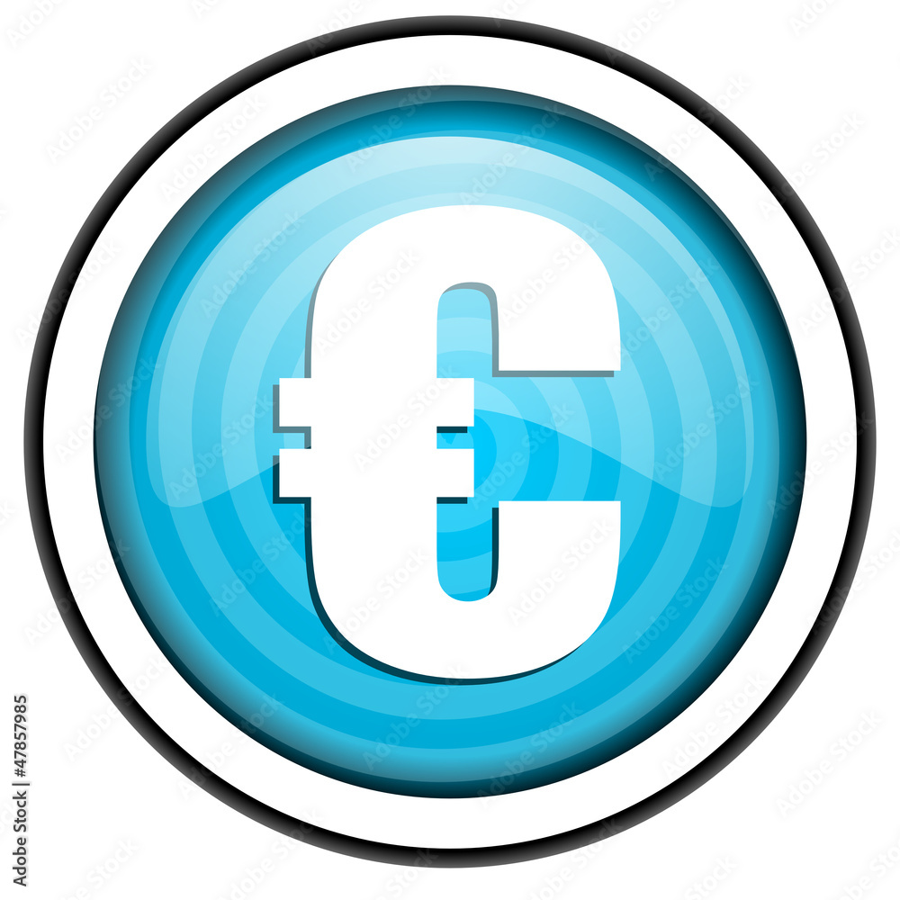 euro blue glossy icon isolated on white background euro blue glossy icon isolated on white background