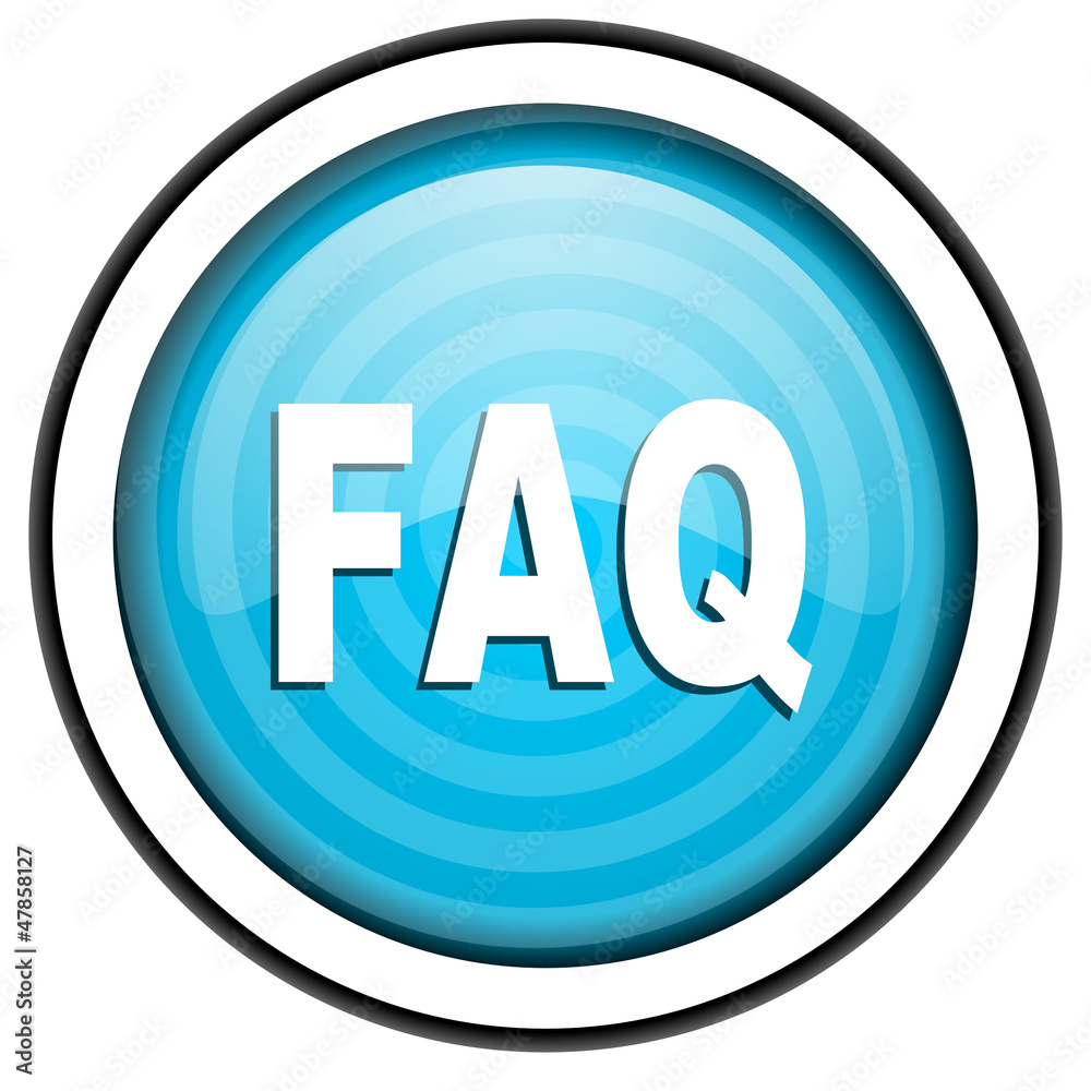 faq blue glossy icon isolated on white background faq blue glossy icon isolated on white background