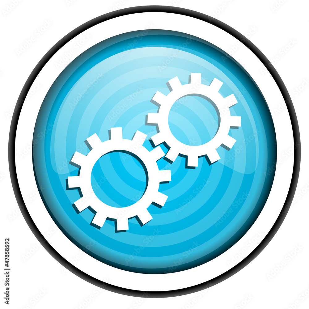 gears blue glossy icon isolated on white background gears blue glossy icon isolated on white background