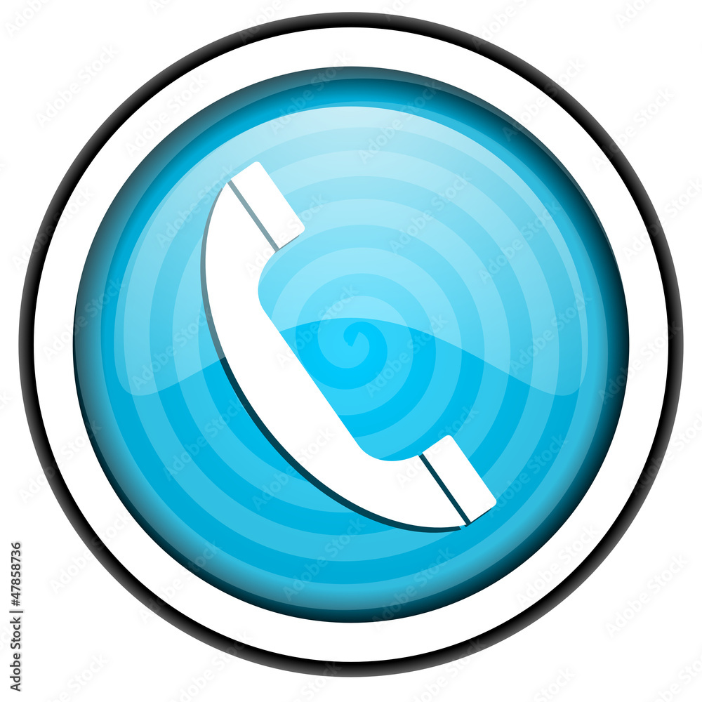 phone blue glossy icon isolated on white background phone blue glossy icon isolated on white background