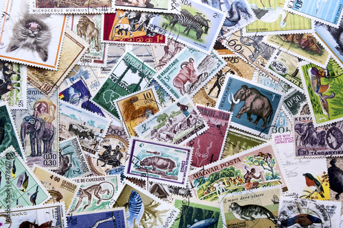 background - collection of stamps