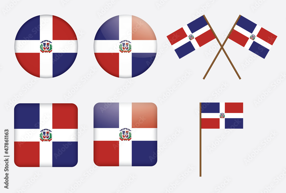 set of badges with flag of Dominican Republic set of badges with flag of Dominican Republic
