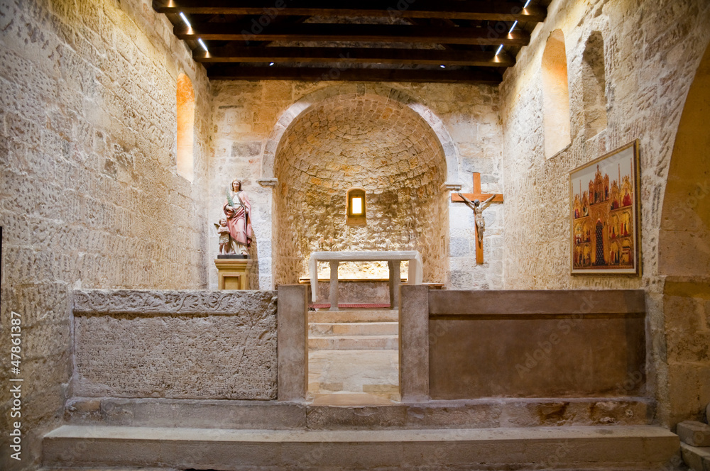 Fototapeta premium St Lucia church at jurandvor inside with Bascanska ploca - Baska