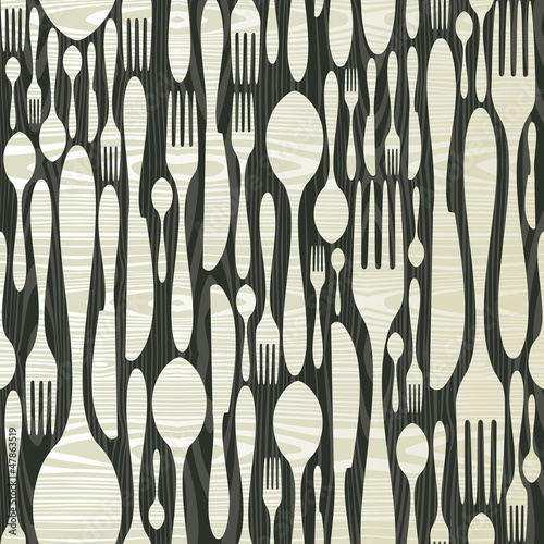 Seamless silverware wooden pattern
