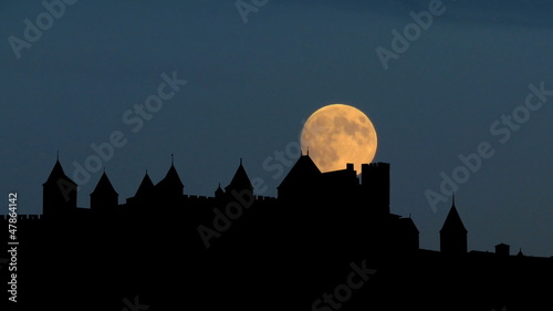 France Carcassonne moonrise